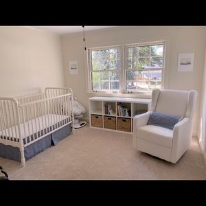 Pottery Barn Belgian Flax Linen Crib Skirt- Indigo